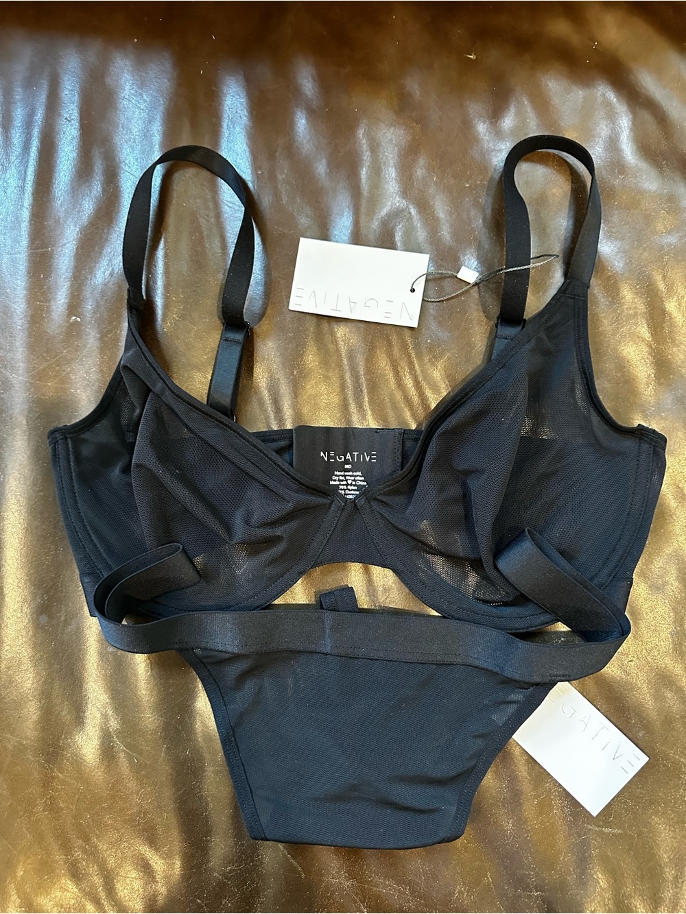 Negative Underwear Sieve Demi Bra 36D + Thong XXL Black NWT $110
